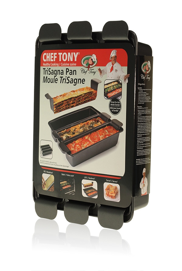 Final Manufactured Product for Davison Produced Product Invention Chef Tony – TriSagna Pan