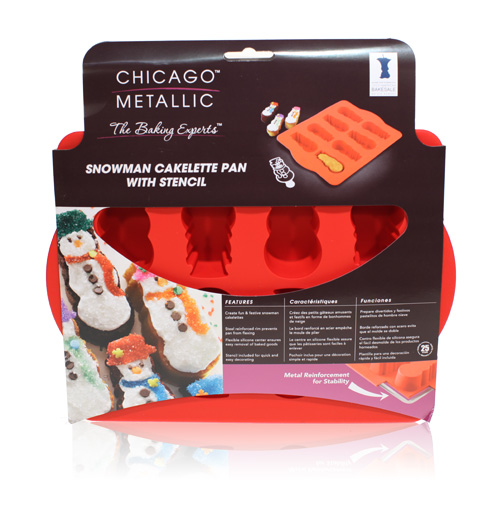 Final Manufactured Product for Davison Produced Product Invention Snowman Cakelette Pan & Stencil