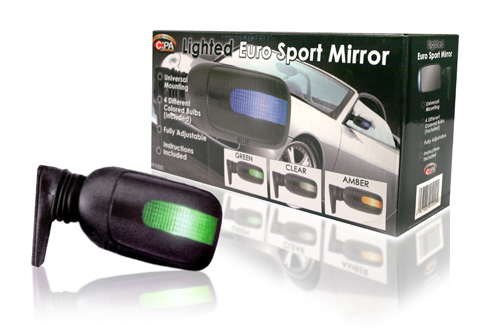 Final Manufactured Product for Davison Produced Product Invention Lighted Euro Sport Mirror