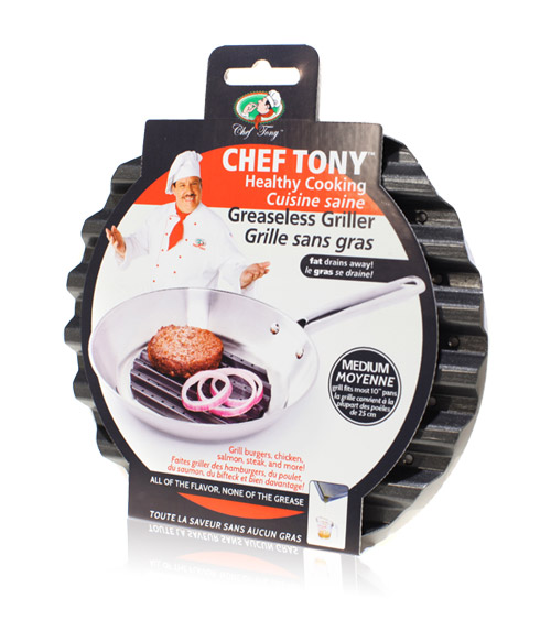 Final Manufactured Product for Davison Produced Product Invention Chef Tony – Greaseless Grillers