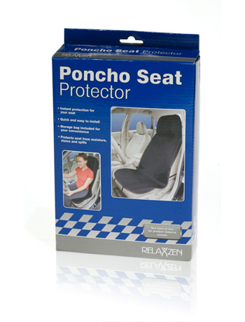 Final Manufactured Product for Davison Produced Product Invention Poncho Seat Protector Packaging