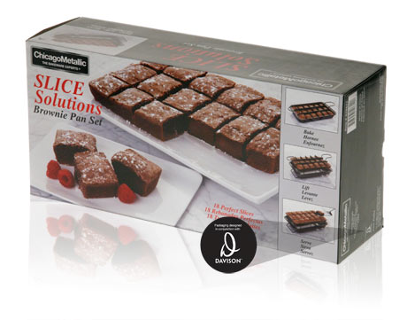 Final Manufactured Product for Davison Produced Product Invention Slice Solutions Brownie Pan Set Packaging