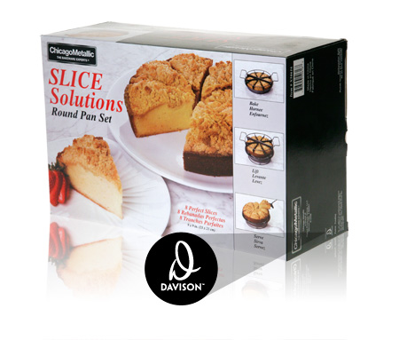 Final Manufactured Product for Davison Produced Product Invention Slice Solutions Round Pan Packaging