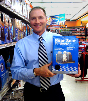 George Davison with Davison produced product idea: Rear Seat Protector Packaging