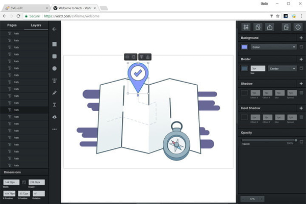 Vectr art program. Vectr Screenshot, Layers menu
