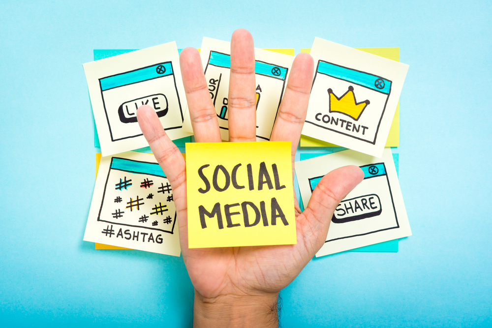A stick note with the words "social media" on it Elements of social media