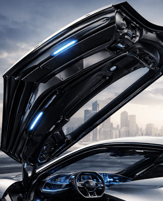 Gullwing roof-hinged, vertically opening doors